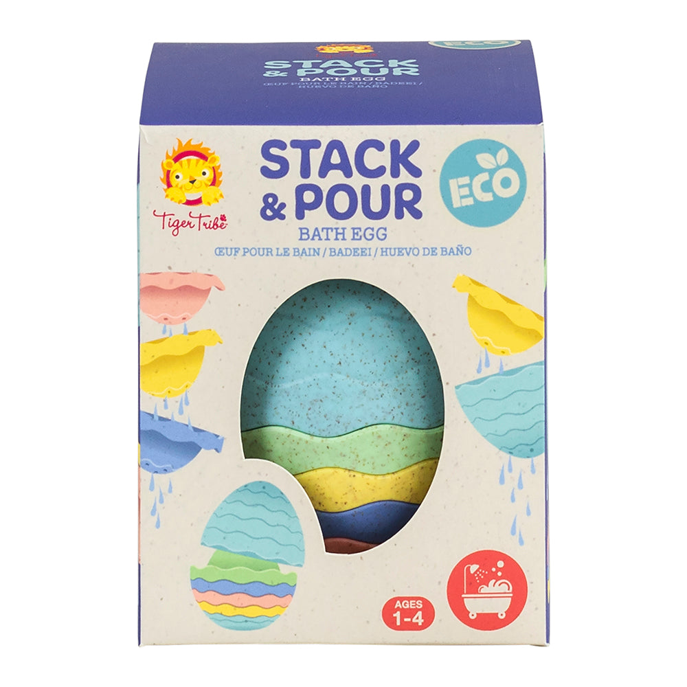 Tiger Tribe Eco Stack & Pour Bath Egg - 7 Pcs Stacking Bath Toy