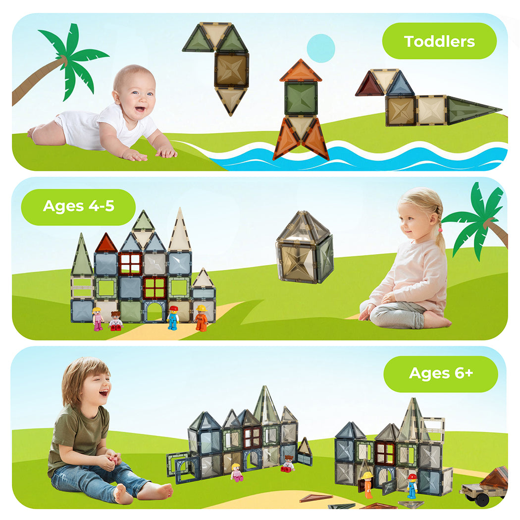 100pc Magnetic Building Tiles Kid Creative 3d Educational Construction Toy | Multi Colour
