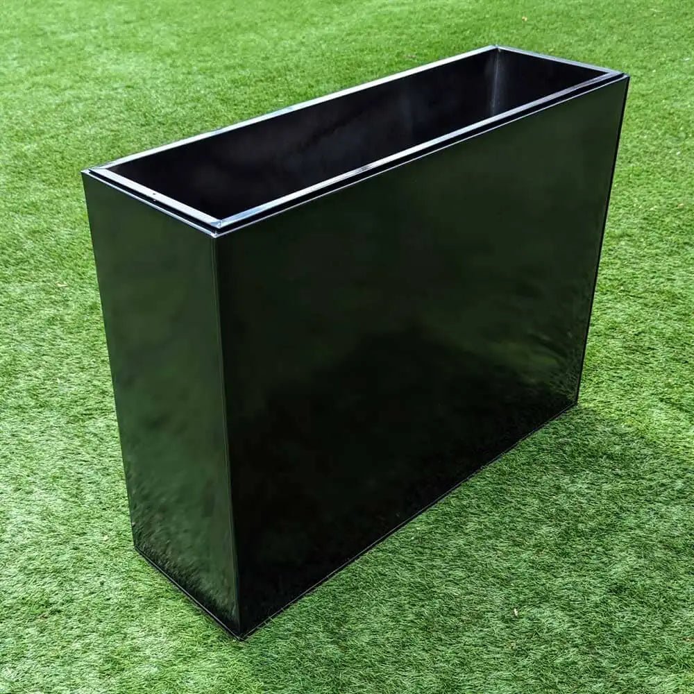 Long Zinc Galvanised Tall Trough Planter | 80cm x 25cm x 60cm | Glossy Black