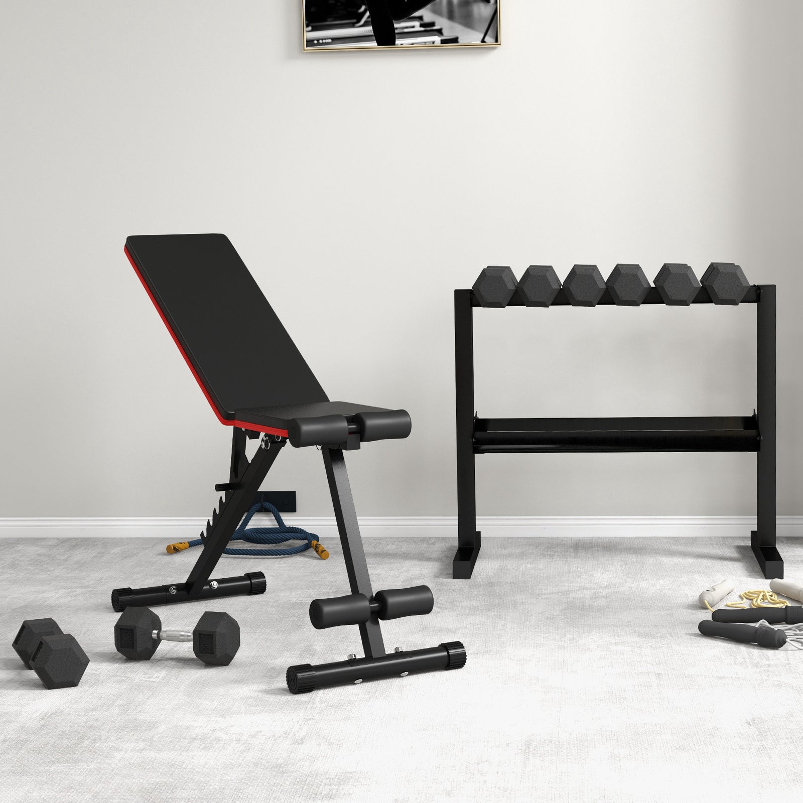 2x8kg Rubber Hex Dumbbells For Home Gym | Black