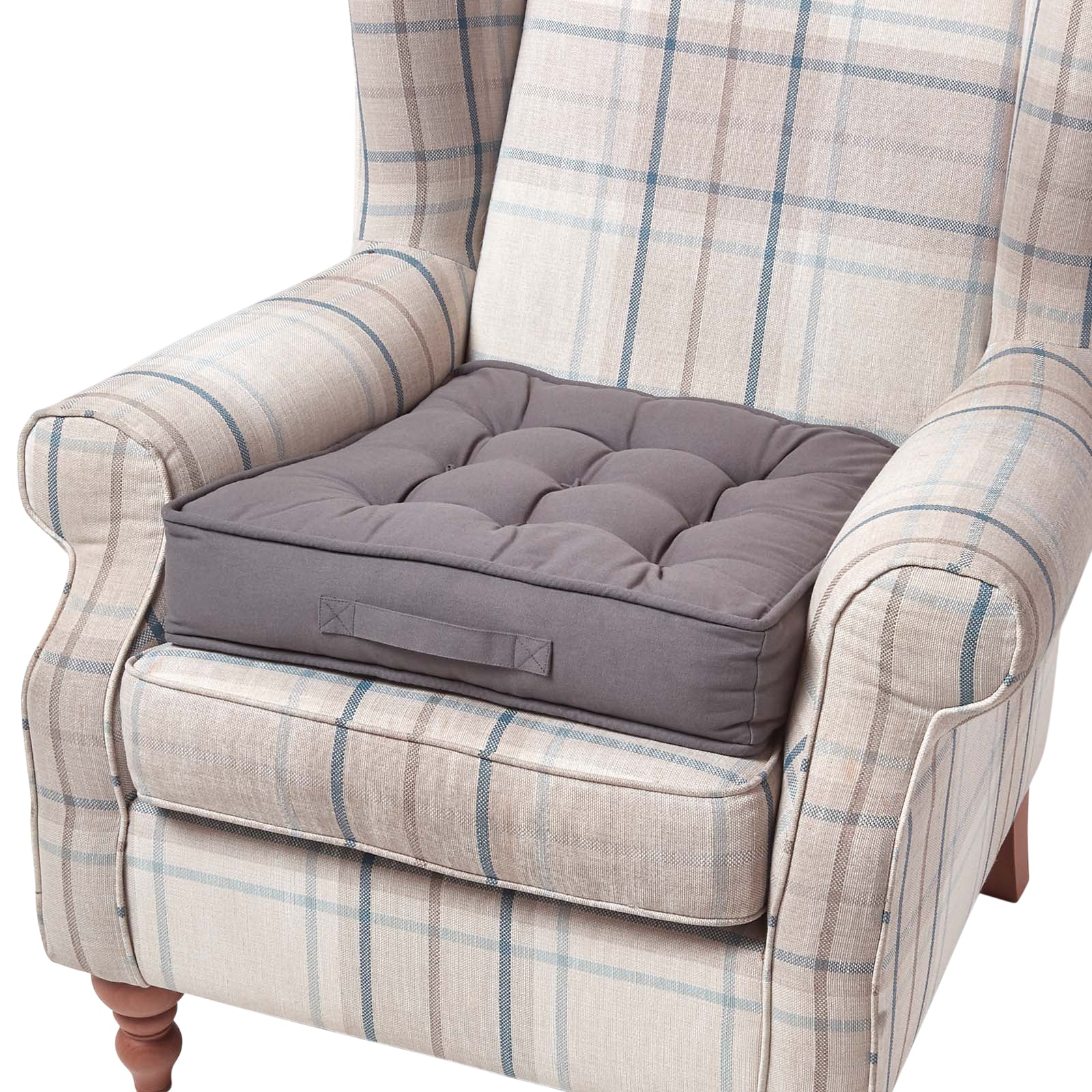 Cotton Armchair Booster Cushion | 50cm x 50cm | Charcoal Grey