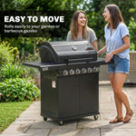 6+1 Burner Gas Bbq Grill, Barbecue Grill With Warming Rack | Black