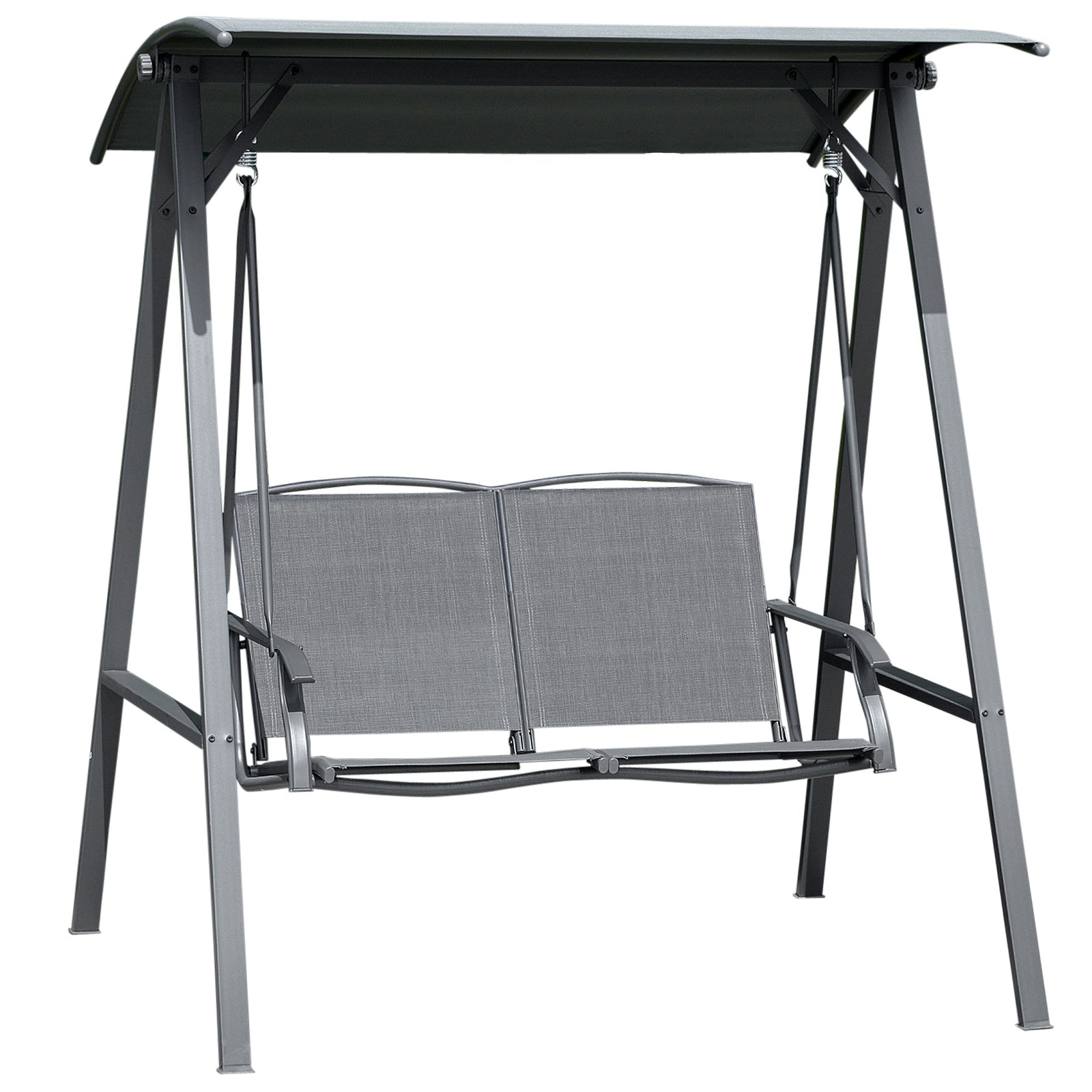2 Seater Garden Swing Chair Outdoor Canopy Swing W/ Shade | Dark Gray