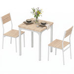 3 Pcs Compact Dining Table 2 Chairs Set | Oak