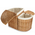 White Cotton Lined Light Steamed Corner Laundry Baskets | Set-of-2 | White