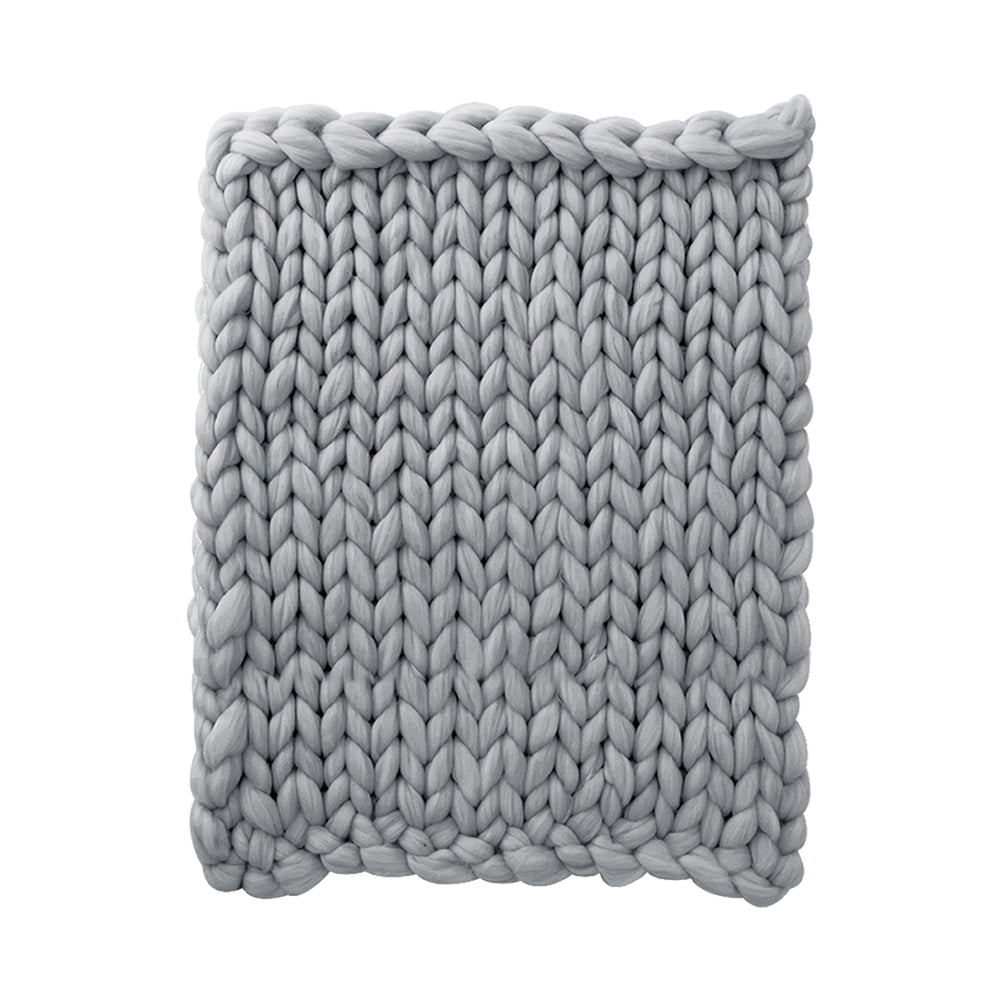 Chunky Knit Throw Blanket – Handwoven Soft Thick Yarn Blanket For Couch, Bed | Small | Grey