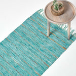 Leather Glitter Rug | 200cm | Turquoise