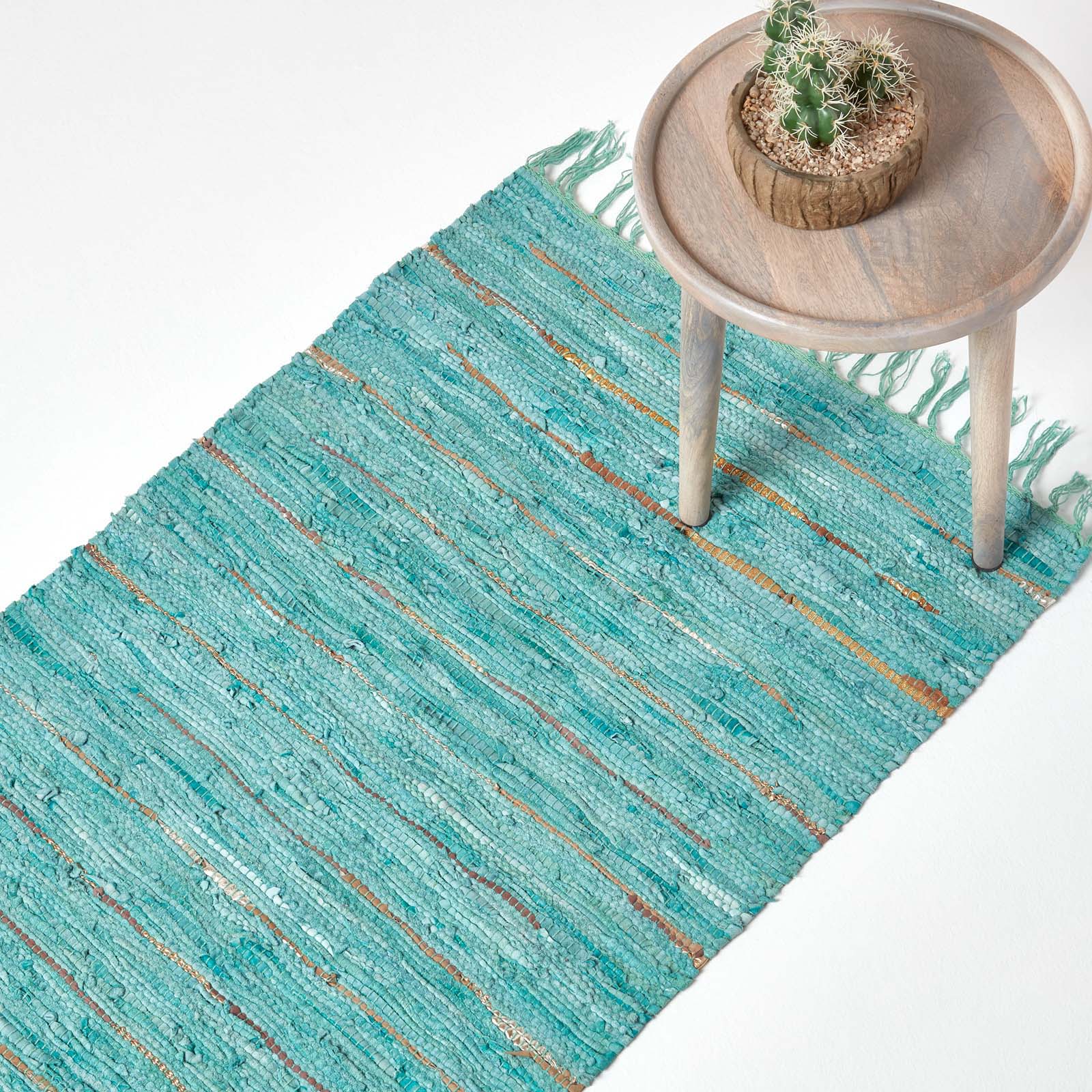 Leather Glitter Rug | 200cm | Turquoise
