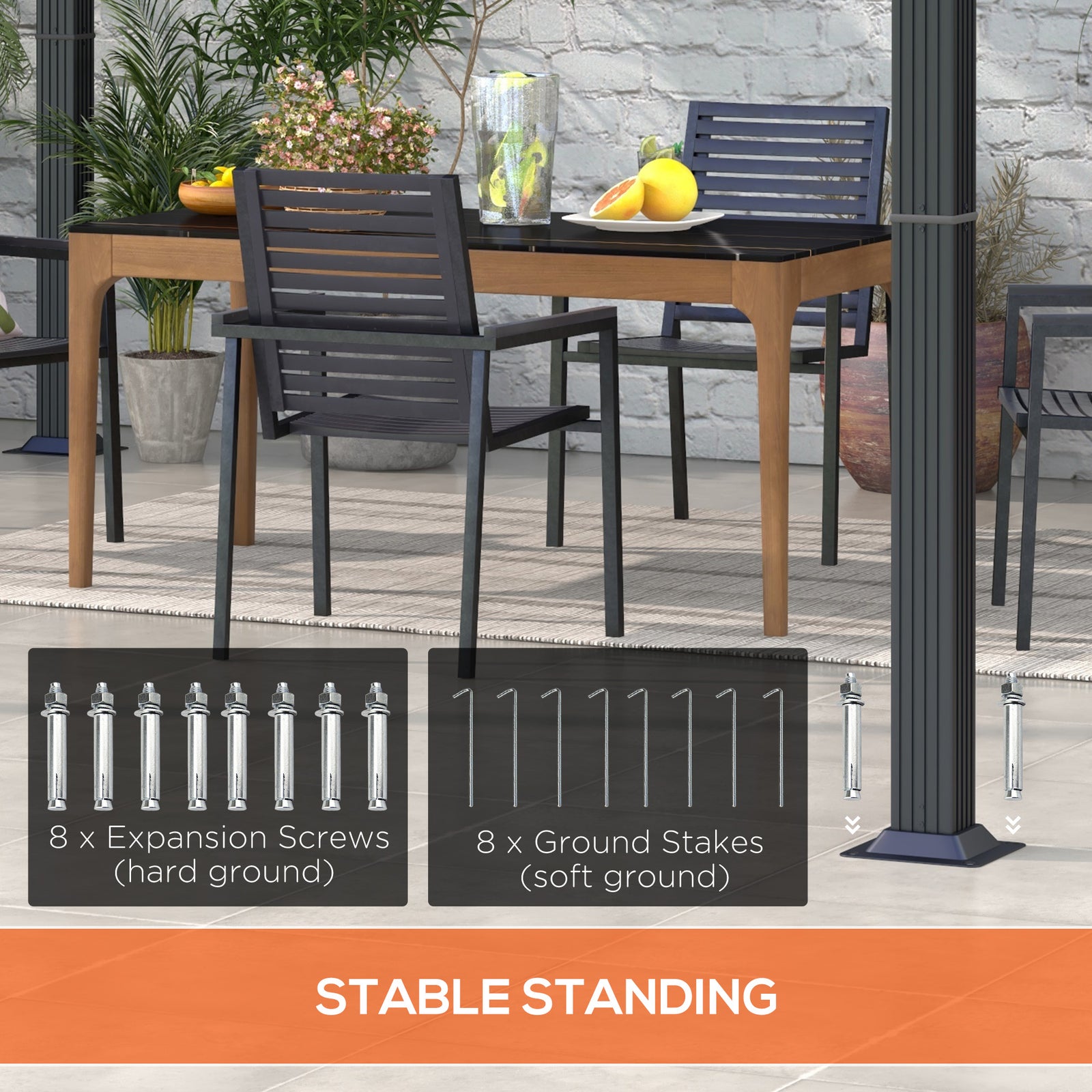 Retractable Pergola Canopy With Aluminium Frame | Large | Dark Gray