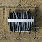 Professional Empty Metal Hose Reel, Wall Or Freestanding, 40m (13mm), Stainless Steel And Aluminium | Silver