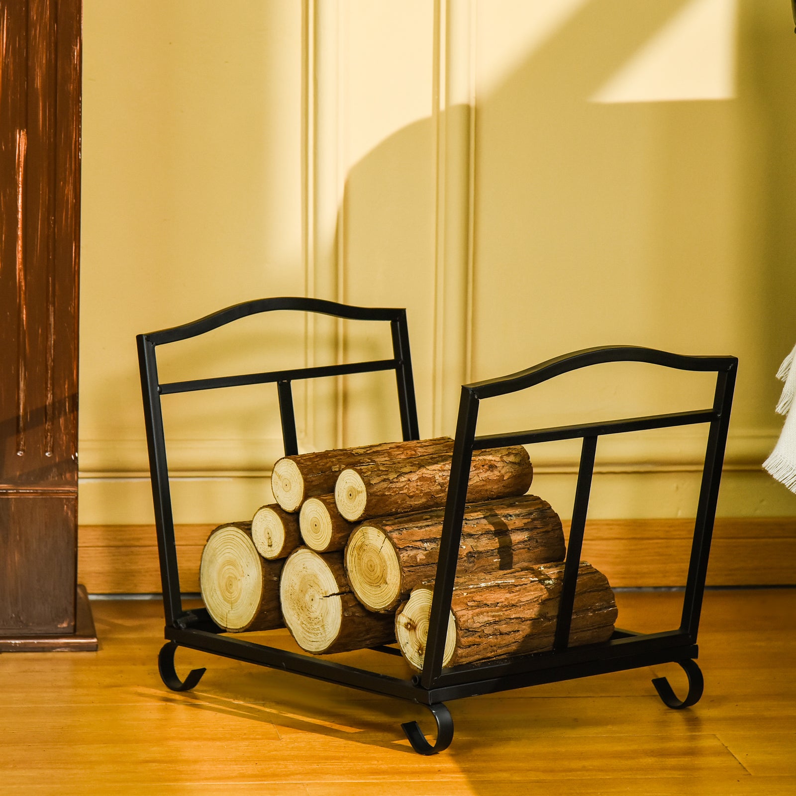 Foldable Firewood Log Rack W/ Scrolls