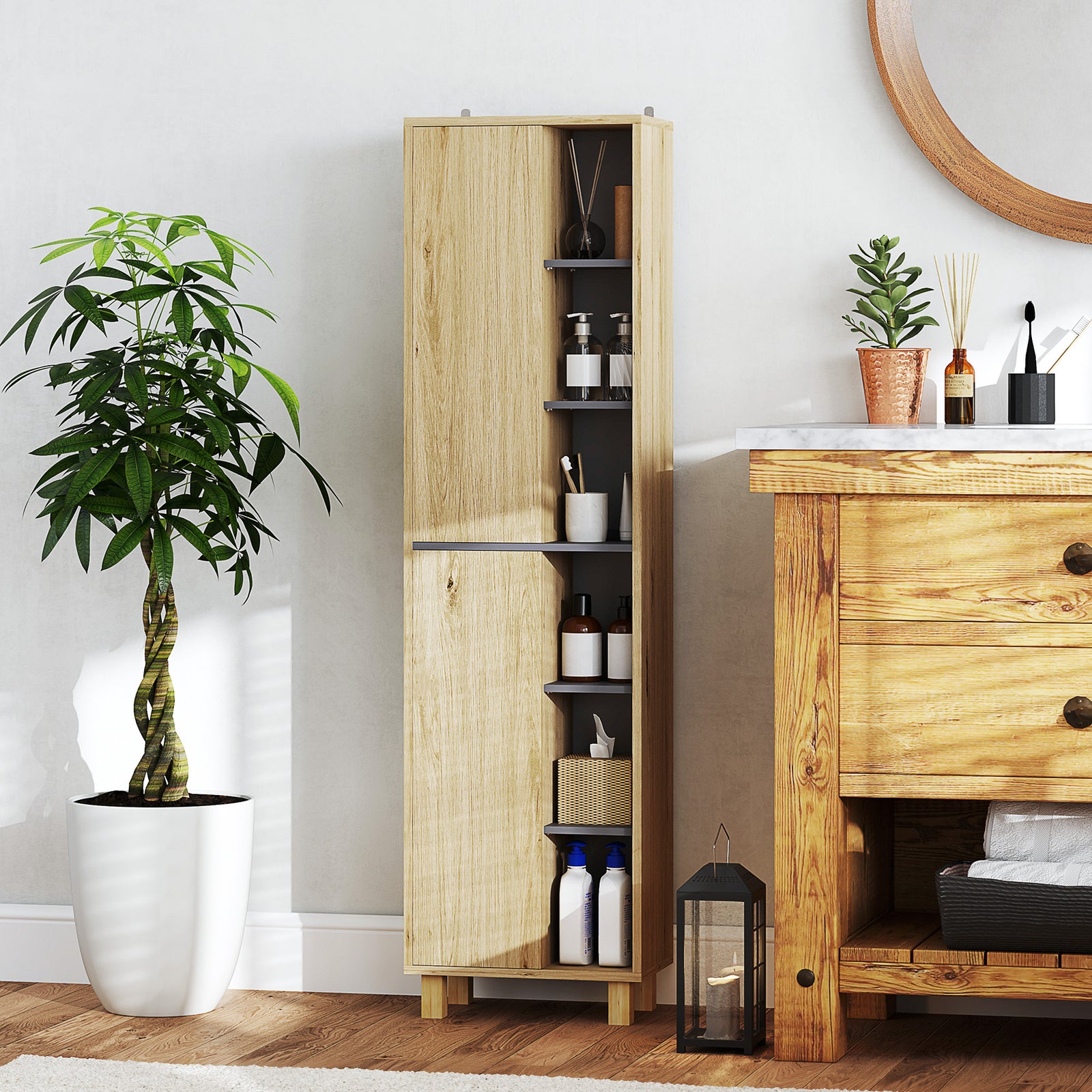 Bathroom Storage Unit With 6 Open Compartments 6 Shelves