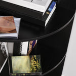 4 Tier Wood Corner Shelf  Unit Freestanding Fan Bookshelf | One Size | Black
