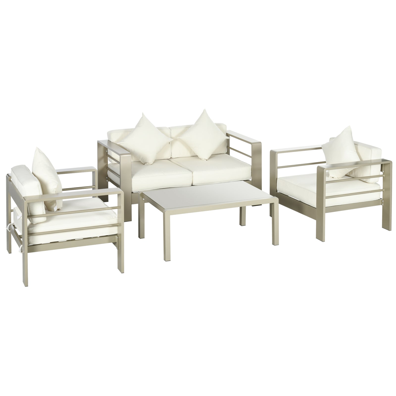 4 Pieces Outdoor Frame Garden Set W/ Cushion