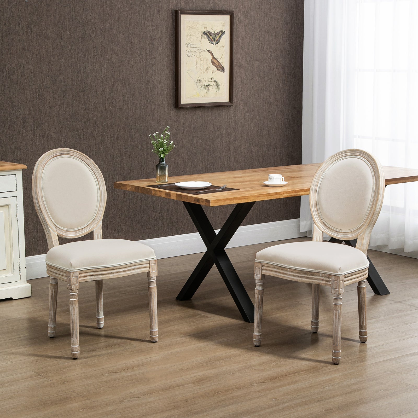 Dining Chairs Set Of 2, French-style Kitchen Chairs | Cream