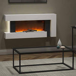 52-inch Electric Fireplace Suite, Black Fire With White Surround & Left Night Light, Remote Control