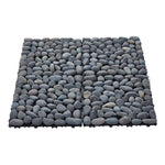 6pcs Interlocking Natural Stone Deck Tiles, 30x30cm Square Outdoor Patio Flooring, Durable Garden Pathway & Poolside Tiles | Grey