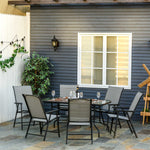 Outdoor Dining Set Steel Frames W/ 4 Chairs Coffee Table | 7 | Gray