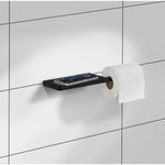 Wall Mounted Toilet Roll Holder With Small Shelf Storage | Black