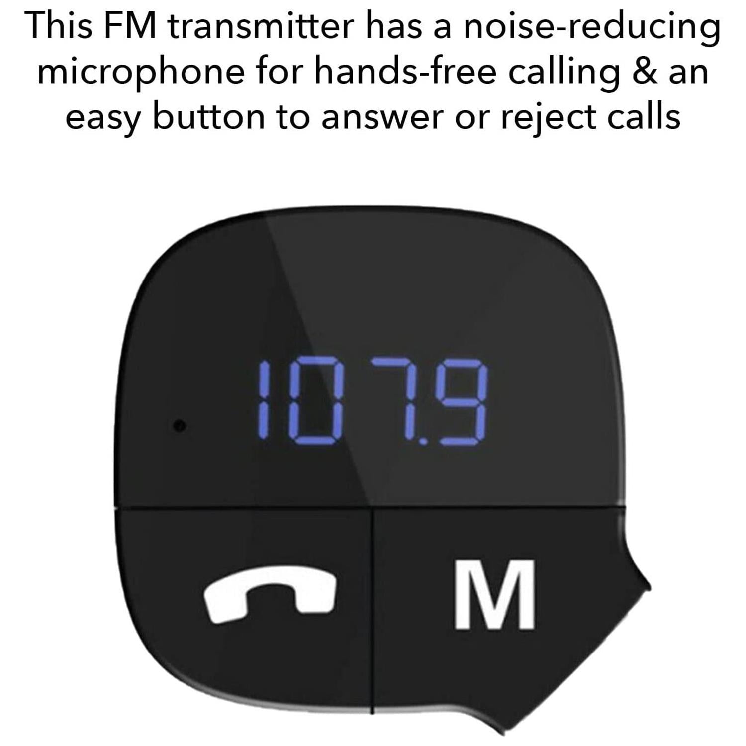 Bluetooth Car Adapter Fm Transmitter Hands-free Calling Car Kit, White