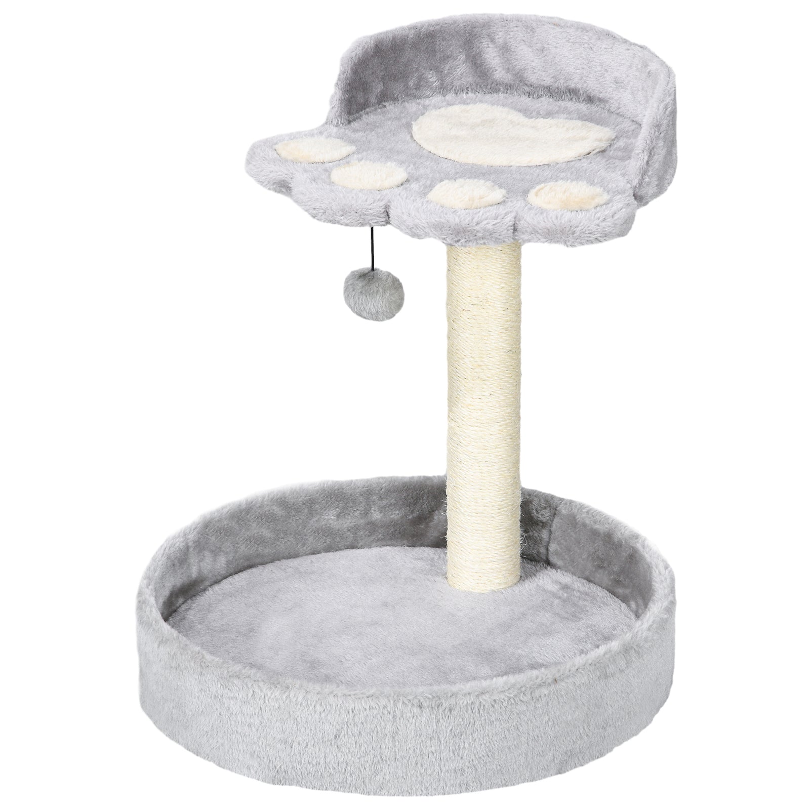 44cm Cat Tree With Sisal Cat Scratching Post, Toy Ball - Light Grey