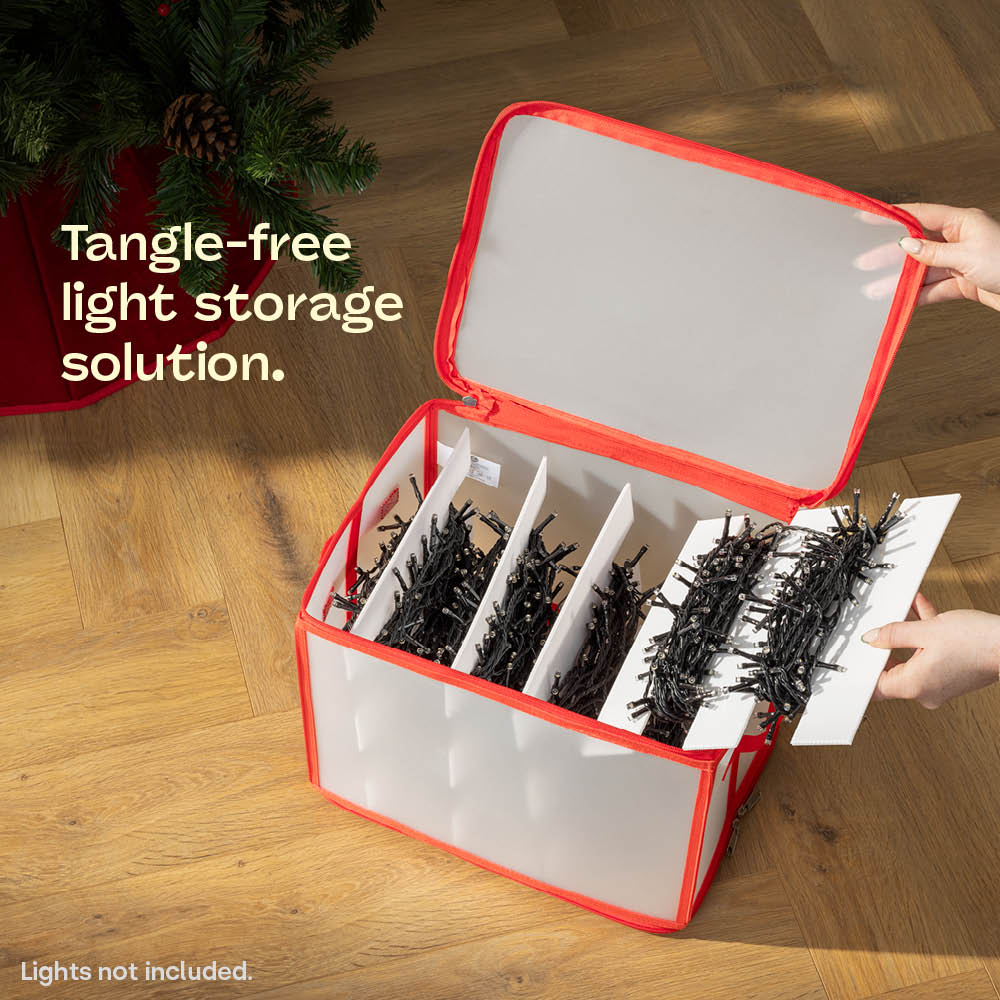 Ornament Storage Bag Box Cube With Lid And Handles | Red