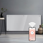 Electric Wifi Glass Radiator Panel Heater White Wall Mounted Or Floor Standing Bathroom Safe Timer And Thermostat | 2000w | White