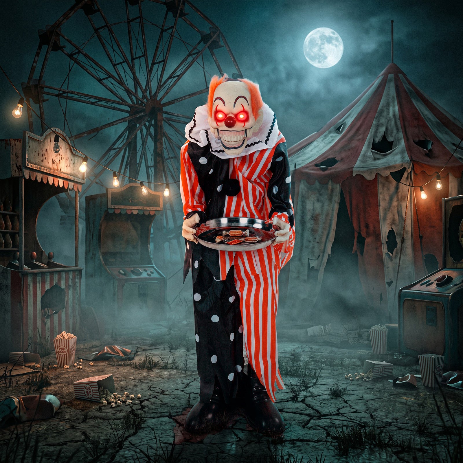 HOMCOM Animated Clown Halloween Decorations Outdoor Indoor