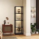 Led Floor Lamp With Glass Shelves, Dimmable Room Lamp | Black