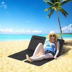 2pc Outdoor Beach Mat Steel Reclining Chair Set W/ Pillow | Black