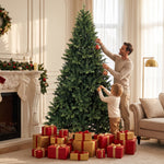HOMCOM 7ft Artificial Christmas Tree, Solid Fir Wood Stand, Green