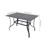 5 Pcs Garden Dining Set Metal Slatted Coffee Table With Foldable Chairs