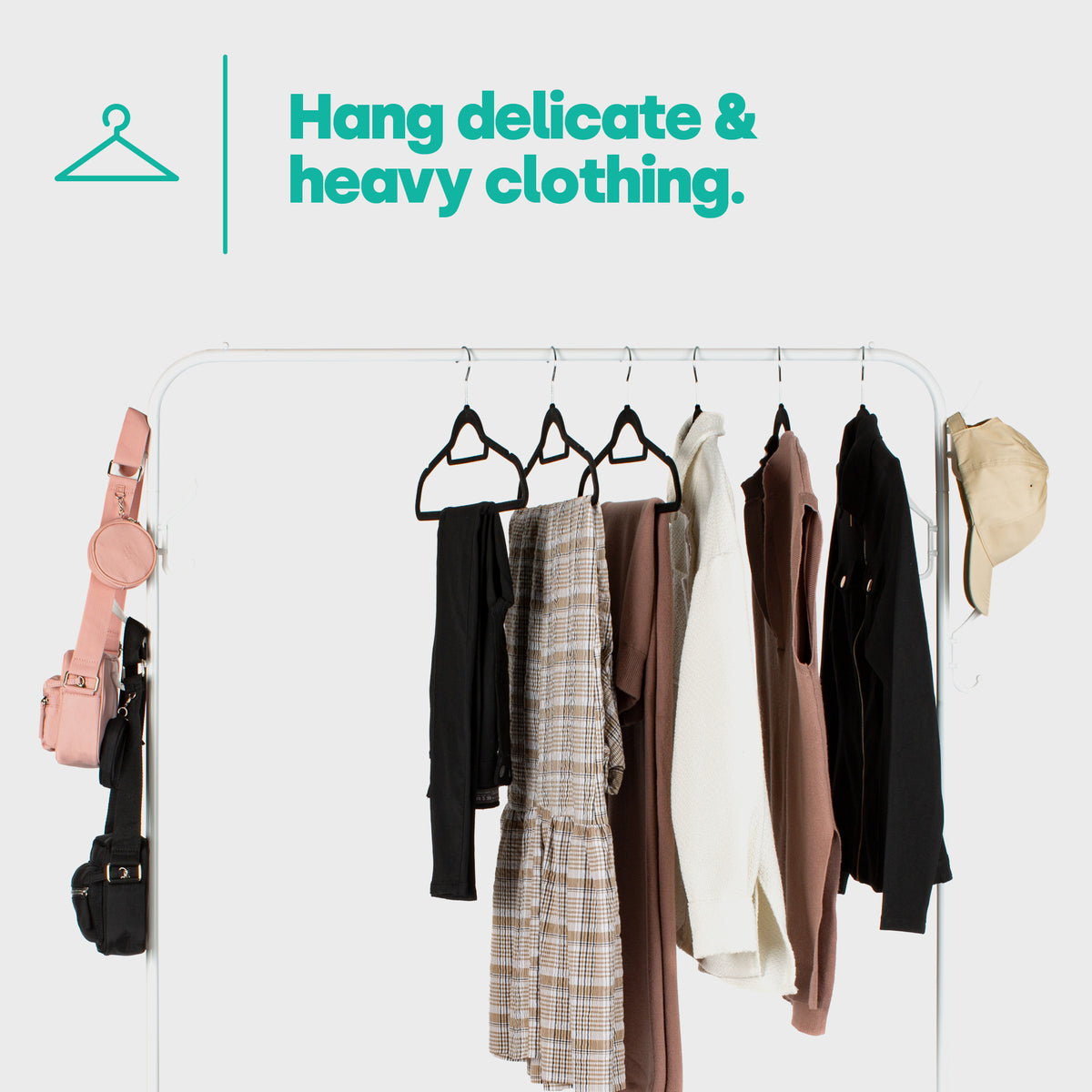 Livivo Clothes Rail Shoe Rack With 6 Hooks White Bedroom Storage Stand