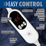 Deluxe Electric Throw Heated Double Over Blanket Soft Fleece 9 Heat & 12 Timer Settings | L | Navy Blue