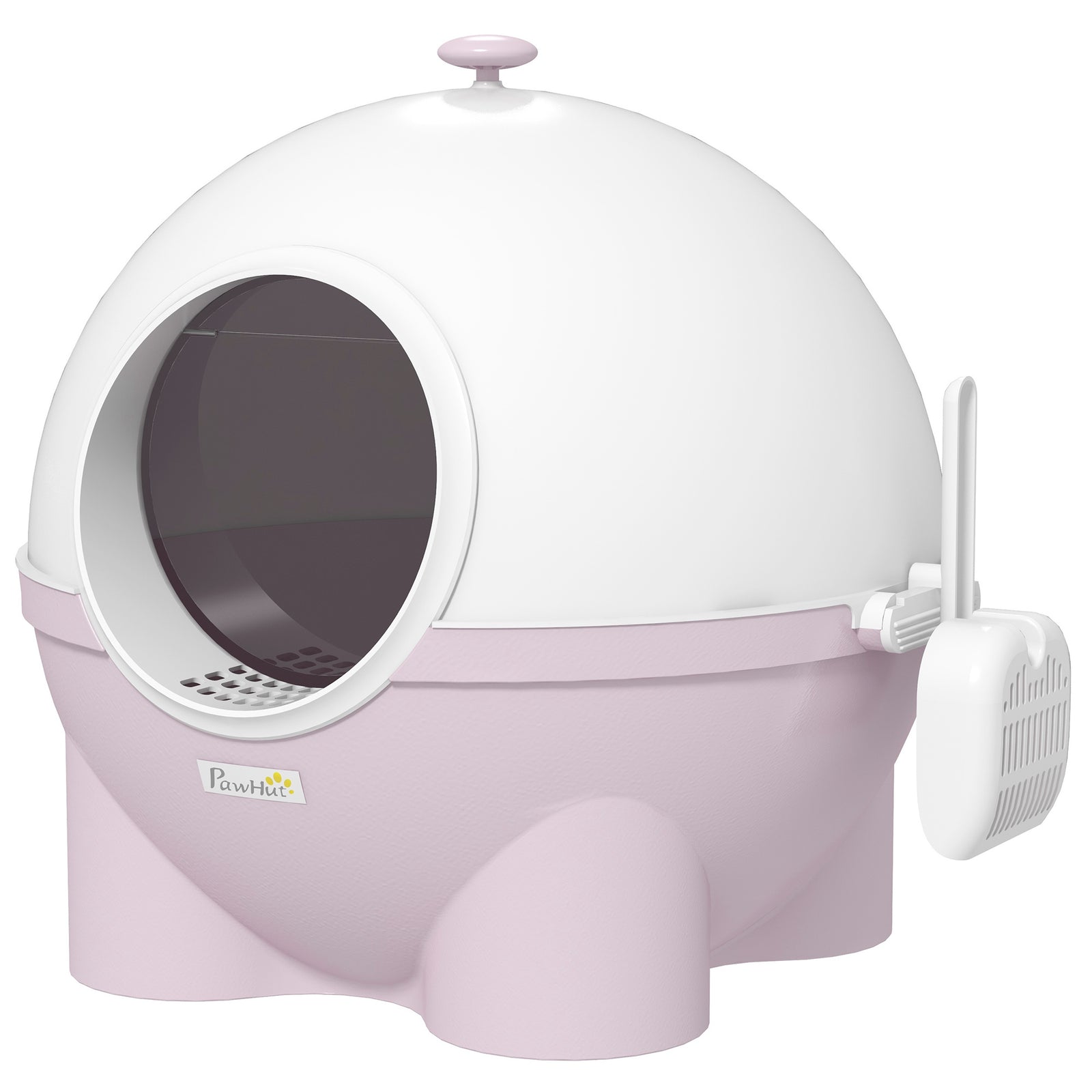 Large Cat Litter Box, Hooded Tray W/ Scoop | Pink