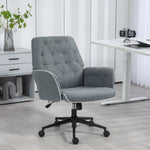 Tufted Computer Chair W/ Armrest | Dark Gray