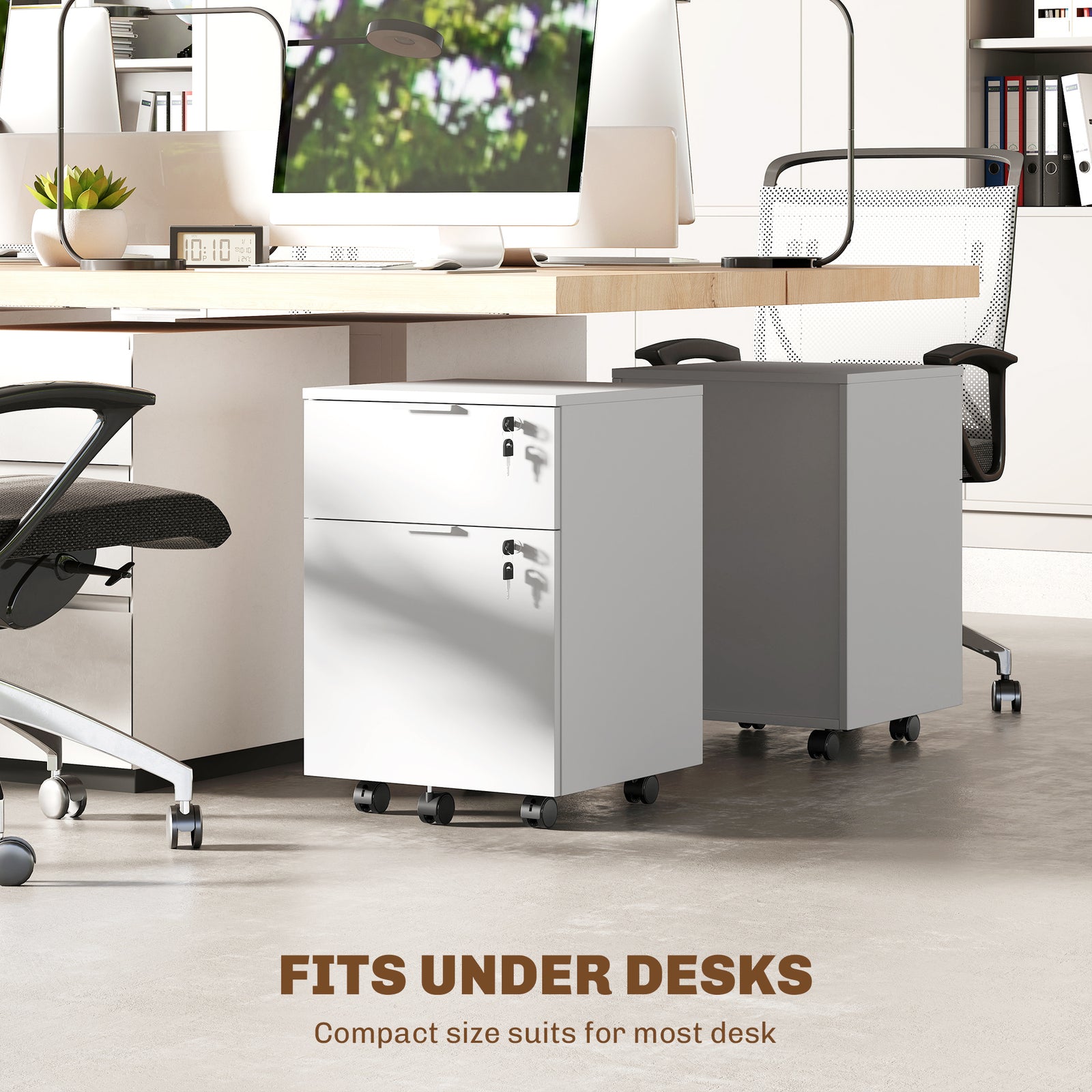 2 Drawer Filing Cabinet With Adjustable Hanging Bars For A4 And Letter | White