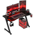 Gaming Desk Steel Frame Cup Holder Black | Black