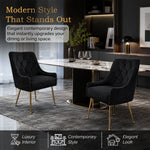Dining Chairs Upholstered Tufted Velvet Kitchen Chairs | Set of 2 | Black