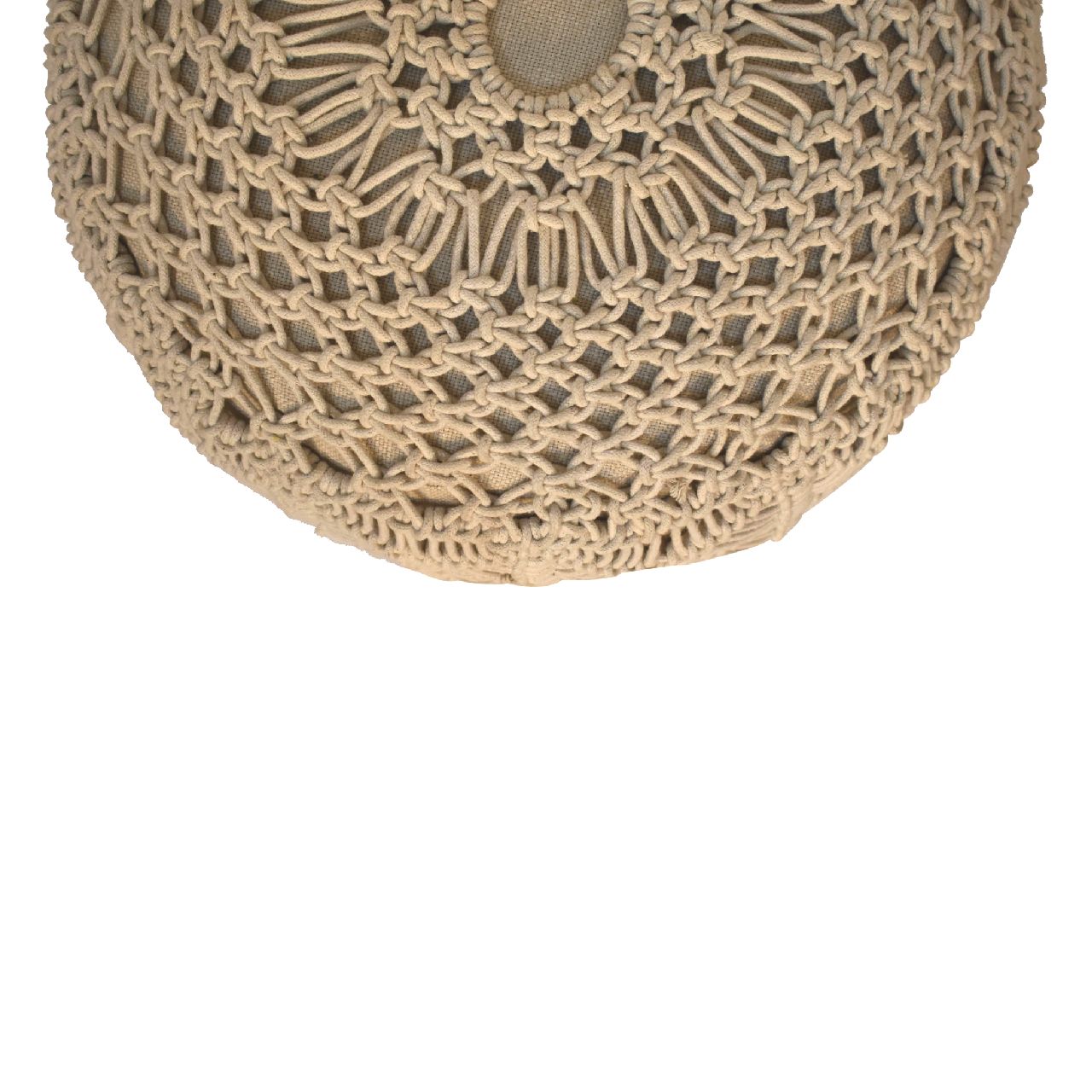 Solid Mango Wood Crotchet Beige Footstool