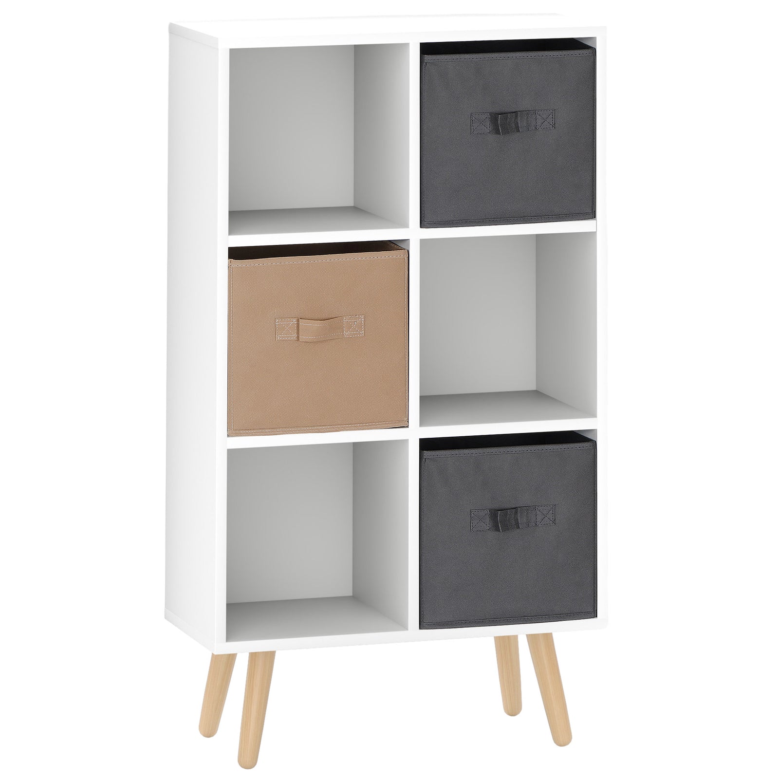 Freestanding 4 Cube Storage Cabinet With 2 Drawers