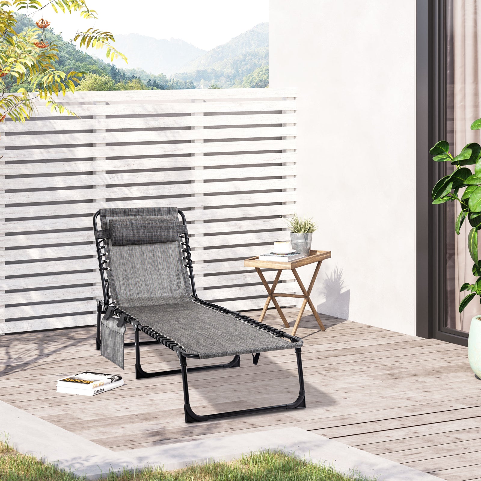 Lounger Reclining Camping Bed 5-position Adjustable