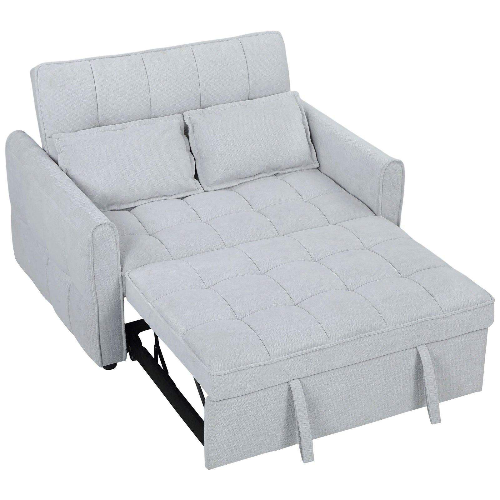2 Seater Sofa Bed, 3-in-1 Sleeper Sofa With Adjustable Backrest | Light Grey