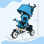 6 In 1 Kids Trike, Stroller With Parent Handle | Teal