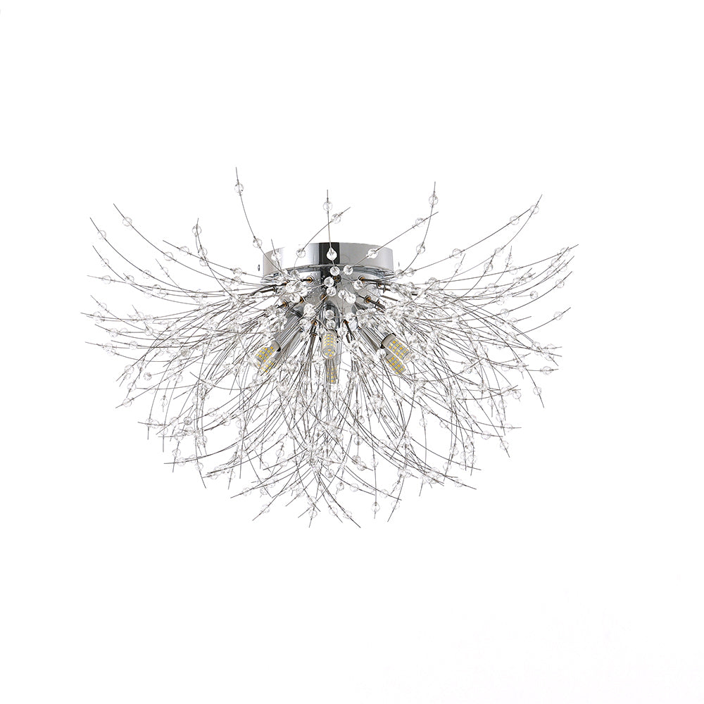 50cm Dandelion Ceiling Light Chandelier 6-light Modern Flush Mount Ceiling Light Fixture | Chrome