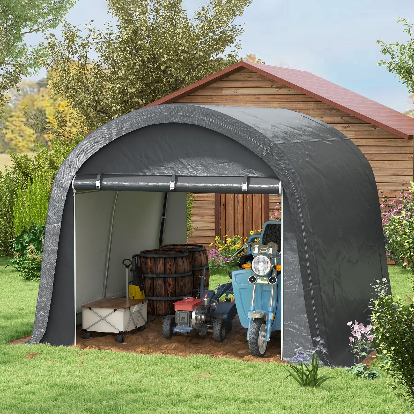 3x3m Heavy Duty Outdoor Garden Storage Tent Grey