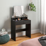 Dressing Table With Mirror, Drawers, For Bedroom, Black