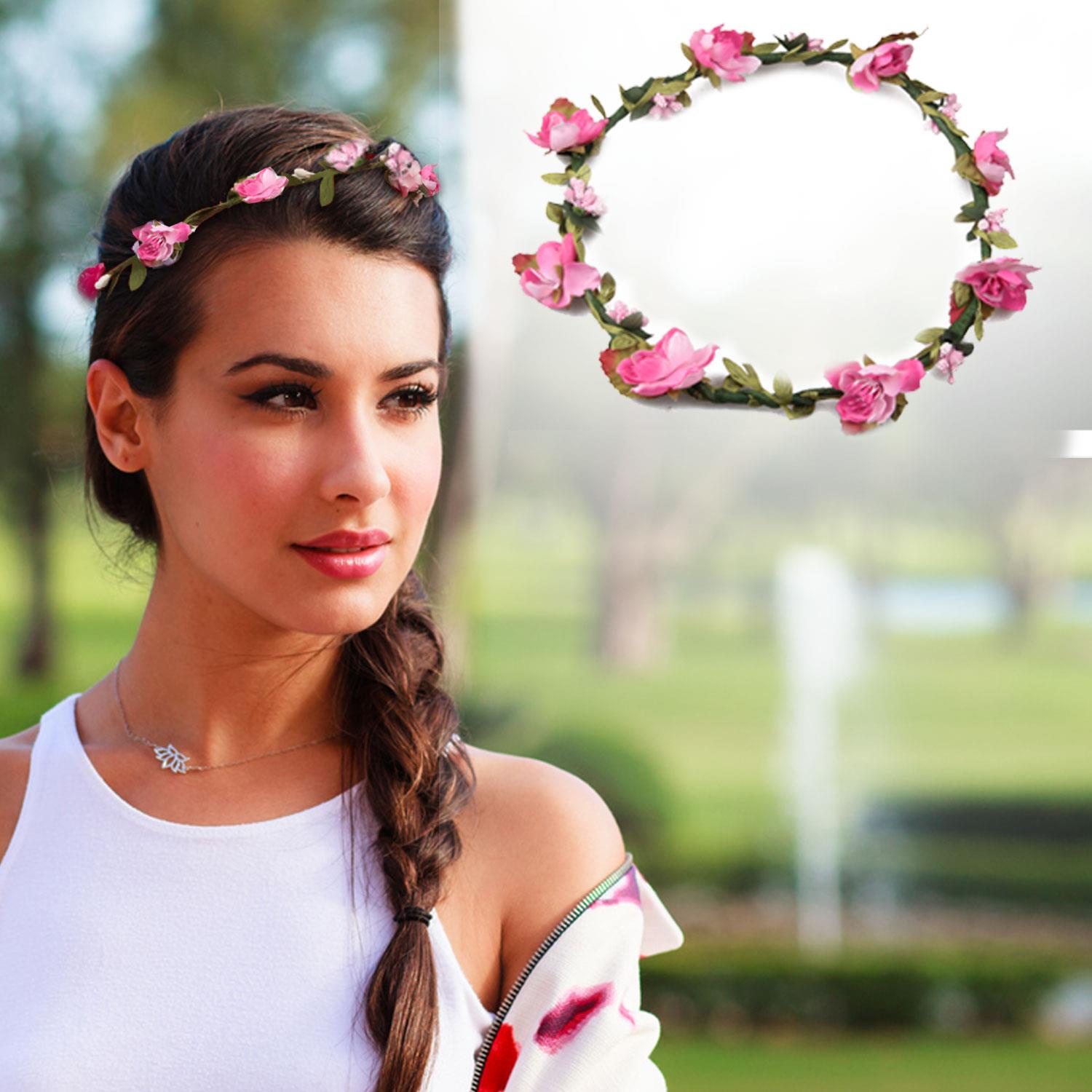 Flower Head Crown Red Elegant Floral Wedding Festival Hair Accessory Bag | Red