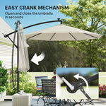 3 M Cantilever Parasol Solar Led Lights | Cream