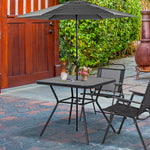 Outdoor Garden Table W/ Faux-marbled Top, Umbrella Hole